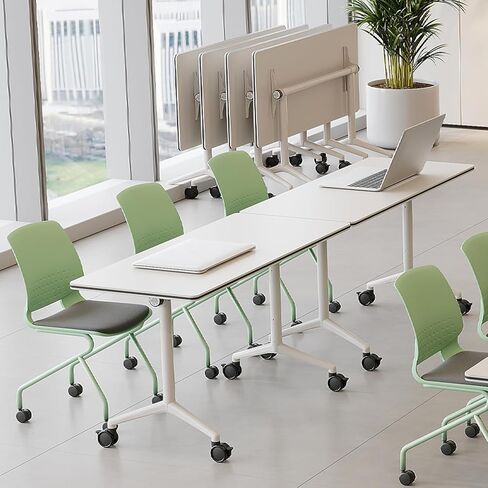 4Packs 55.1 Inch Folding Conference Table with Wheels,Flip Top Training Desk for Office Meeting Room,Modular Foldable Tables for Classroom,Seminar,Collaboration Space,Mobile Design for Easy Storage in Saudi Arabia