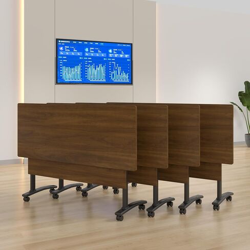 4Packs 55.1 Inch Folding Conference Table with Wheels,Flip Top Training Desk for Office Meeting Room,Modular Foldable Tables for Classroom,Seminar,Collaboration Space,Mobile Design for Easy Storage in Saudi Arabia