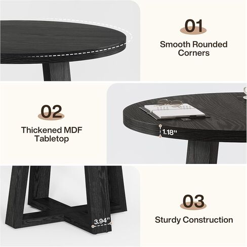 Tribesigns Round Conference Table for 2-4 People, 31.5-Inch Small Wooden Office Table with Sturdy Base, Farmhouse Home Office Meeting Desk for Small Spaces, Rustic Brown in Saudi Arabia
