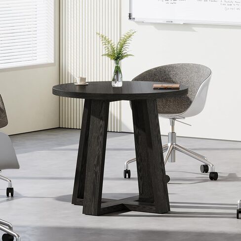 Tribesigns Round Conference Table for 2-4 People, 31.5-Inch Small Wooden Office Table with Sturdy Base, Farmhouse Home Office Meeting Desk for Small Spaces, Rustic Brown in Saudi Arabia