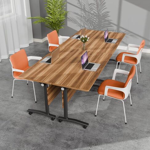Folding Conference Table,Conference Room Tables Heavy-Duty Flip-Top Desk 61×19.6×29.5in,Mobile Seminars Dynamic Meetings Training Tables for Offices Classrooms Meeting Room(4P B 155cm/61in) in Saudi Arabia