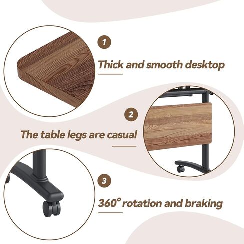 Folding Conference Table,Conference Room Tables Heavy-Duty Flip-Top Desk 61×19.6×29.5in,Mobile Seminars Dynamic Meetings Training Tables for Offices Classrooms Meeting Room(4P B 155cm/61in) in Saudi Arabia