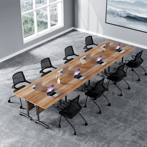 Folding Conference Table,Conference Room Tables Heavy-Duty Flip-Top Desk 61×19.6×29.5in,Mobile Seminars Dynamic Meetings Training Tables for Offices Classrooms Meeting Room(4P B 155cm/61in) in Saudi Arabia