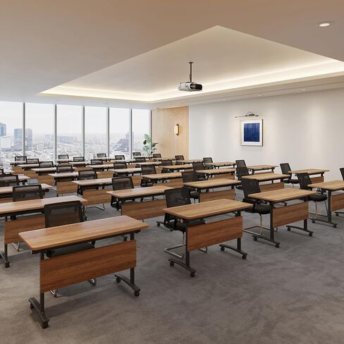 Folding Conference Table,Conference Room Tables Heavy-Duty Flip-Top Desk 61×19.6×29.5in,Mobile Seminars Dynamic Meetings Training Tables for Offices Classrooms Meeting Room(4P B 155cm/61in) in Saudi Arabia