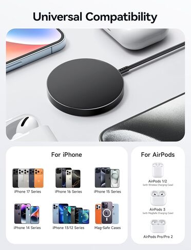 Compatible with MagSafe Charger for iPhone 15 - JSAUX Magnetic Wireless Charger Stand for iPhone 15/15 Pro/15 Plus/15 Pro Max/14 13 12, Magnet Charging Pad (Blue) with 20W PD Adapter and Metal Stand in Saudi Arabia