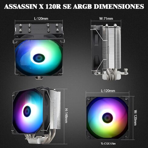 مبرد هواء وحدة المعالجة المركزية Thermalright Assassin X120SE ARGB CPU، 4 أنابيب حرارية، مروحة PWM 120 مم، غطاء مبدد حرارة من الألومنيوم، لـ AMD AM4 AM5/Intel 1150/1151/1200/1700 in Kuwait