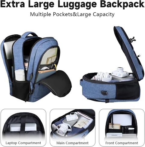 Lapsouno 17 Inch Laptop Backpack, Carry On Travel Backpack, Durable Extra Large TSA Business Backpack with USB Port, Water Resistant Anti Theft Gift for Men Women, Black in Saudi Arabia