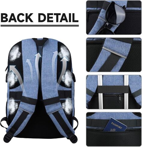 Lapsouno 17 Inch Laptop Backpack, Carry On Travel Backpack, Durable Extra Large TSA Business Backpack with USB Port, Water Resistant Anti Theft Gift for Men Women, Black in Saudi Arabia
