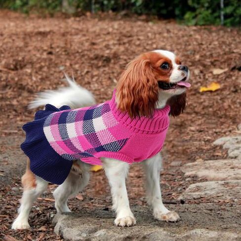 الكلب سترة اللباس منقوشة تريكو للكلاب الصغيرة المتوسطة الدافئة جرو الحيوانات الأليفة الياقة المدورة تمتد البلوز لطيف الخريف الشتاء سترة الملابس مع ثقب المقود لعيد الميلاد (الوردي، M) in Kuwait