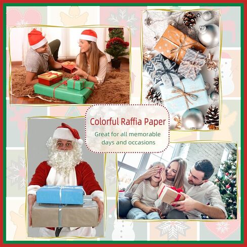 Gloreyan 8.8oz Christmas Crinkle Cut Paper Shred, Xmas Metallic Red Green Raffia Paper Sherd Filler Grass with Christmas Confetti for Gift Wrapping Basket Filling Birthdays Weddings Party Supply in Kuwait