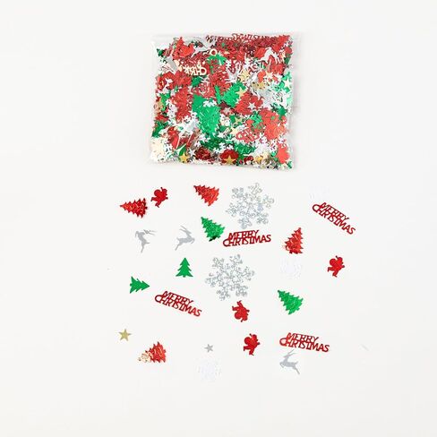 Gloreyan 8.8oz Christmas Crinkle Cut Paper Shred, Xmas Metallic Red Green Raffia Paper Sherd Filler Grass with Christmas Confetti for Gift Wrapping Basket Filling Birthdays Weddings Party Supply in Kuwait
