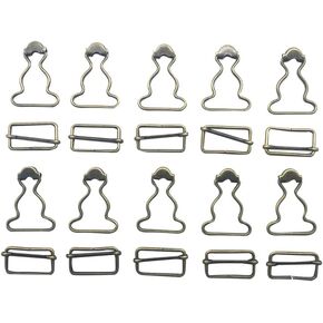 2 inch Inside Bottom Size Bronze Suspender Buckle with Rectangle Buckle Sliding Bar Pack of 10 Sets (Bronze) Q2055