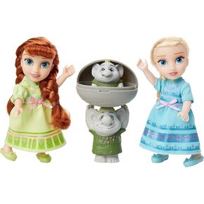 Frozen Disney Petite Anna & Elsa Dolls with Surprise Trolls Gift Set, Each Doll is Approximately 6 inches Tall - Includes 2 Troll Friends! Perfect for Any Fan!