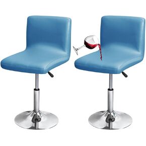 Waterproof Bar Stools Cover with Back Stretch PU Barstools Slipcovers Counter Height Bar Stool Covers Protector Square Swivel Barstool Covers for Kitchen Bar Set of 2 Beige