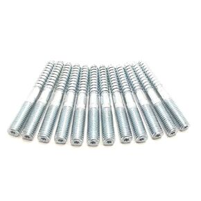 Haozheng Hanger Bolt M12x100 Silvery Double Headed Bolt Self-Tapping Screw with Hexagon for Furniture 12Pcs