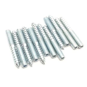 Haozheng Hanger Bolt M10x70 Silvery Double Headed Bolt Self-Tapping Screw for Furniture 12Pcs