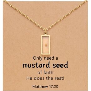 DJWJFJEN Silver/Gold Mustard Seed Faith Necklace for Women, Move Mountains Christian Inspirational Gifts
