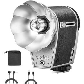 Godox Lux Cadet Retro Camera Flash GN10 with 7 Levels Flash Power 6200K±300K with S1/S2 Optical Control On Camera Flash Built-in Battery for Camera