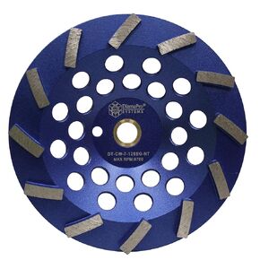 DiamaPro Systems DT-CW-7-12SEG-NT Non Threaded 5 Inch 12 Segment Turbo Concrete Grinding Cup Wheel for Grinding, Leveling, & Removing Glue/Coating