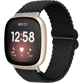 Watbro Braided Solo Loop band Compatible with Fitbit Versa 3/Fitbit Sense,Breathable Elastic Soft Nylon Adjustable Sport band Replacement Band for Fitbit Versa 3/Old Version Fitbit Sense Women Men
