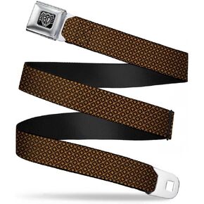 Buckle-Down Seatbelt Belt - Bone & Paw Monogram Brown/Orange - 1.0" Wide - 20-36 Inches in Length