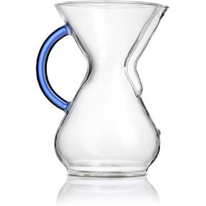 Chemex Pour-Over Glass Coffeemaker - Colored Glass Handle Series - 6-Cup Sapphire - Exclusive Packaging