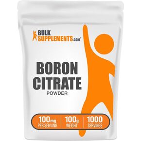 BulkSupplements.com Boron Citrate Powder - Boron 5mg, Boron Supplement for Men & Women, Food Grade Boron - for Bones & Joints Support, 100mg per Serving, 500g (1.1 lbs) (Pack of 1)