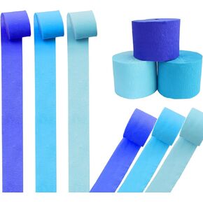 YYANGZ 9 Rolls Crepe Paper Streamers Party Festivals Decoration Theme Party Streamer for Wedding Shower Birthday Christmas DIY Art Project Supplies (Blue Series)