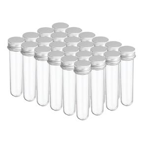 PATIKIL 30ml Plastic Test Tubes with Screw Caps, 24Pcs 109x24mm Tubes for Scientific Party Decoration Candy Bead Storage Bath Salt Lab Use, Black