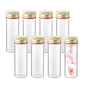 Okulab 20 PCS 25ML Clear Small Liquid Sample Glass Vials with Screw Caps, 28mm Diameter x 85mm Length Leak-Proof Vial, Golden Screw Cap with PE Liners