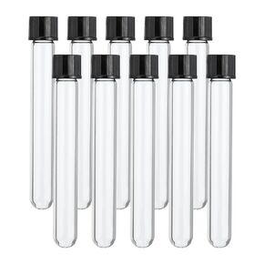 PATIKIL 8ml Test Tubes, 10pcs 3.94x0.51in Glass Clear Round Bottom Test Tube Containers with Plastic Cap for Bead Party Candy Bath Salt Storage Scientific Experiment Plant Propagation