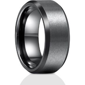USWEL Tungsten Rings for Men,8mm Wide Men's Wedding Ring,7-14Size,Silvery/Black Stainless Steels,Metal Fashions Accessories,Simplicity Wide Ring,Gift Box,Comfort Fit
