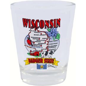 Wisconsin State Elements Map Shot Glass