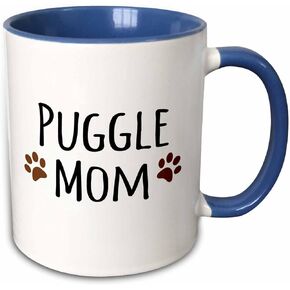 3dRose Puggle Dog Mom Mug, 11 oz, Black