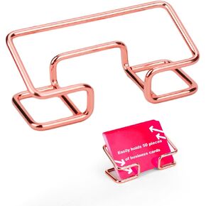 lasuroa 1pc Business Card Holder Desktop, Rose Gold Metal Business Cards Stand Display Name Cards Organizer for Women Men Office Supplies