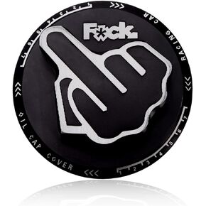 Xotic Tech Engine Oil Filler Tank Fuel Cap Cover, Aluminum Middle Finger Pattern, Compatible with Honda & Acura (Black)