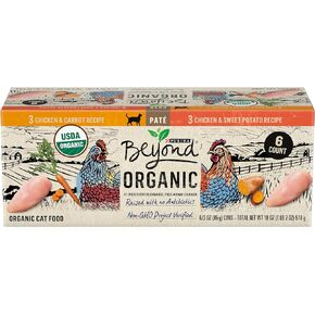 Purina Beyond Organic Pate Wet Cat Food Variety Pack, Organic Chicken Adult Recipes - (Pack of 6) 3 oz. Cans