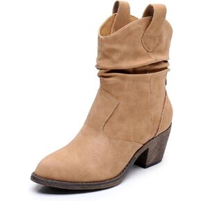 Blikcon Women's Modern Western Cowboy Distressed Boot with Pull-Up Tabs