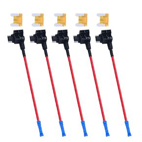 MuHize Mini Fuse Tap - صنابير الصمامات الصغيرة المطورة 12 فولت (جديد 2024)، محول صنبور الصمامات الإضافي مع 15 أمبير Mini ATM APM Truck Camper RV Fuse (5 عبوات)