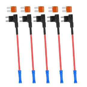 MuHize Mini Fuse Tap - Upgraded 12V Mini Blade Fuse Taps(2024 New), Add-a-Circuit Fuse Tap Adapter with 15 Amp Mini ATM APM Truck Camper RV Fuse (5 Pack)
