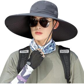 KAICAILA Oversize XL/XXL Sun Hat for Large Head, Unisex Wide Brim Breathable Outdoor Bucket Fishing Hats