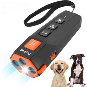 New 2024 Bark Deterrent Device for Dogs, Professional Ultrasonic Tool for Dog Training, Alternative to Bark Collar, 2 Ultrasonic Modes with LED Flashlight, Adjustable & Rechargeable (Travel)