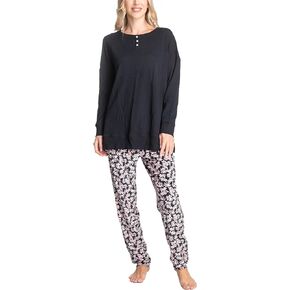 Hanes Midnights Long Sleeve Top and Pajama Loungewear Set, Multiple Colors, Multiple Sizes
