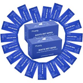 Phoedg Boots and Shoe Clearner Wipes, 40 Individually Packaged, Shoe Wipes for snearker and Boots, which can Wipes Away Dirt