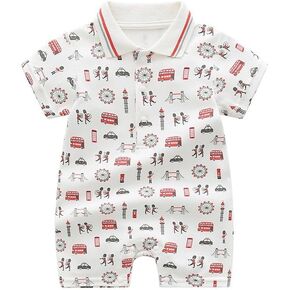 Auro mesa Baby Boys Polo Romper Short Sleeve Collared Cotton One-Piece Coverall Summer Baby Stuffs outfits
