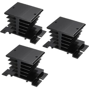 uxcell Aluminum Heat Sink 10A-40A Black SSR Dissipation Relay Heat Sink for Single Phase Solid State Relay, 3 Pcs