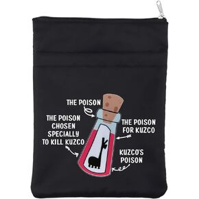 Kuzco Cartoon Inspiration Book Sleeve Poison Kuzco Book Cover Llama Book Sack Emperors Gift Yzma Book Zipper Pouch Gift for Fans (KuzcoBblk)