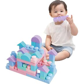 MOOMU Soft Building Blocks, Baby Ages 6 Month Old and up, STEM Montessori Preschool Learning Stacking Block Kit Educational Infant Safe Soft Blocks for Baby Toddlers 1-3 Years 40 PCs