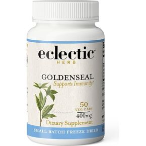 ECLECTIC INSTITUTE Raw Freeze-Dried Goldenseal Capsules | Supports Immune Function | Supports Healthy Sinuses | Supports Mucous Membrane Health | 50 CT (400mg)