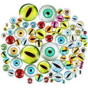 200 Pieces Halloween Glass Dragon Eye Half Round Glass Dome Cabochon Mixed Style Doll Eyes Glass for Art Dolls Props Fursuits DIY Jewelry Making 6 mm, 8 mm, 10 mm, 12 mm, 15 mm, 18 mm, 20 mm, 30 mm